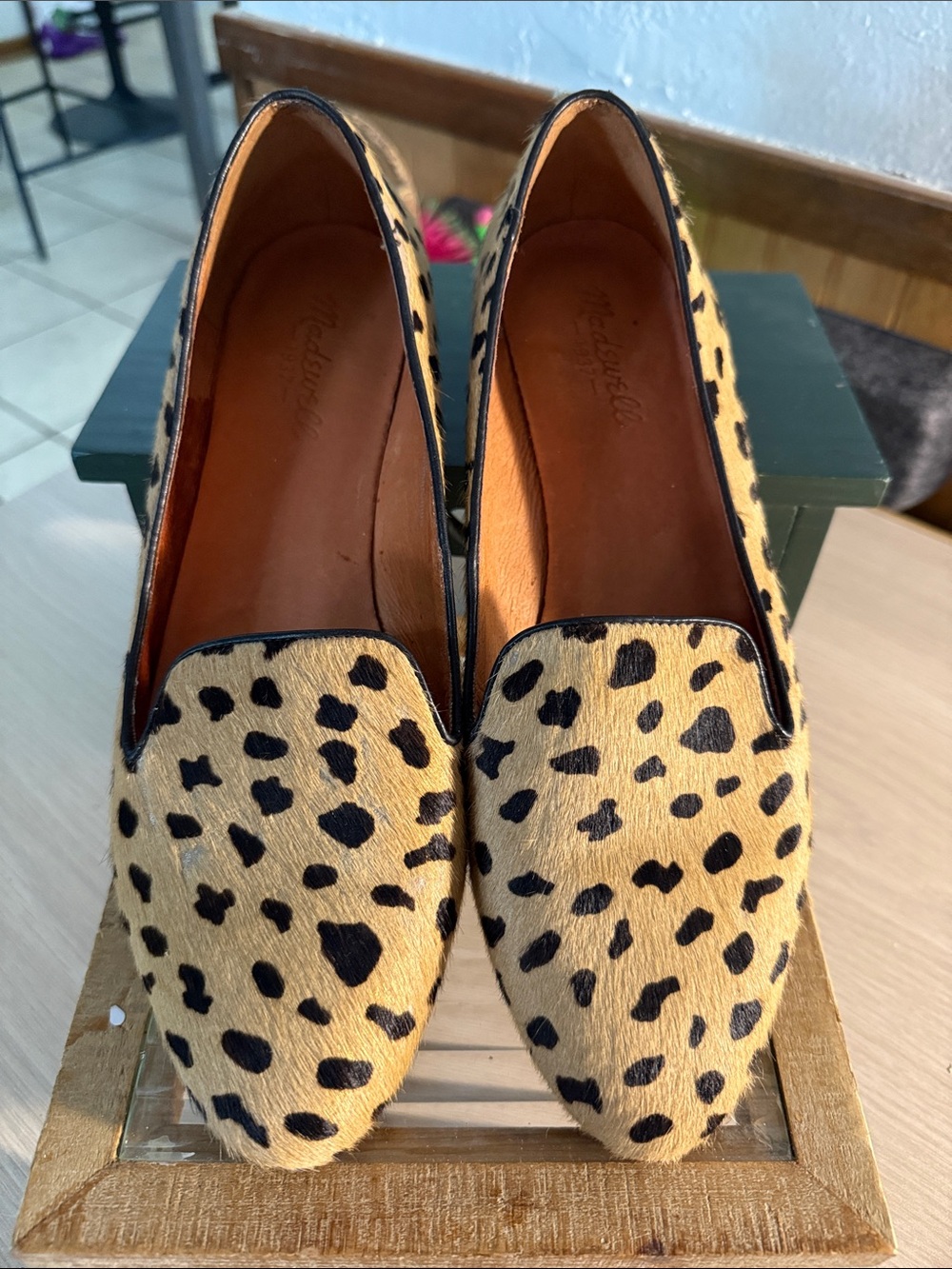 Madewell Leopard Print Slip-On Flats in Tan and Black